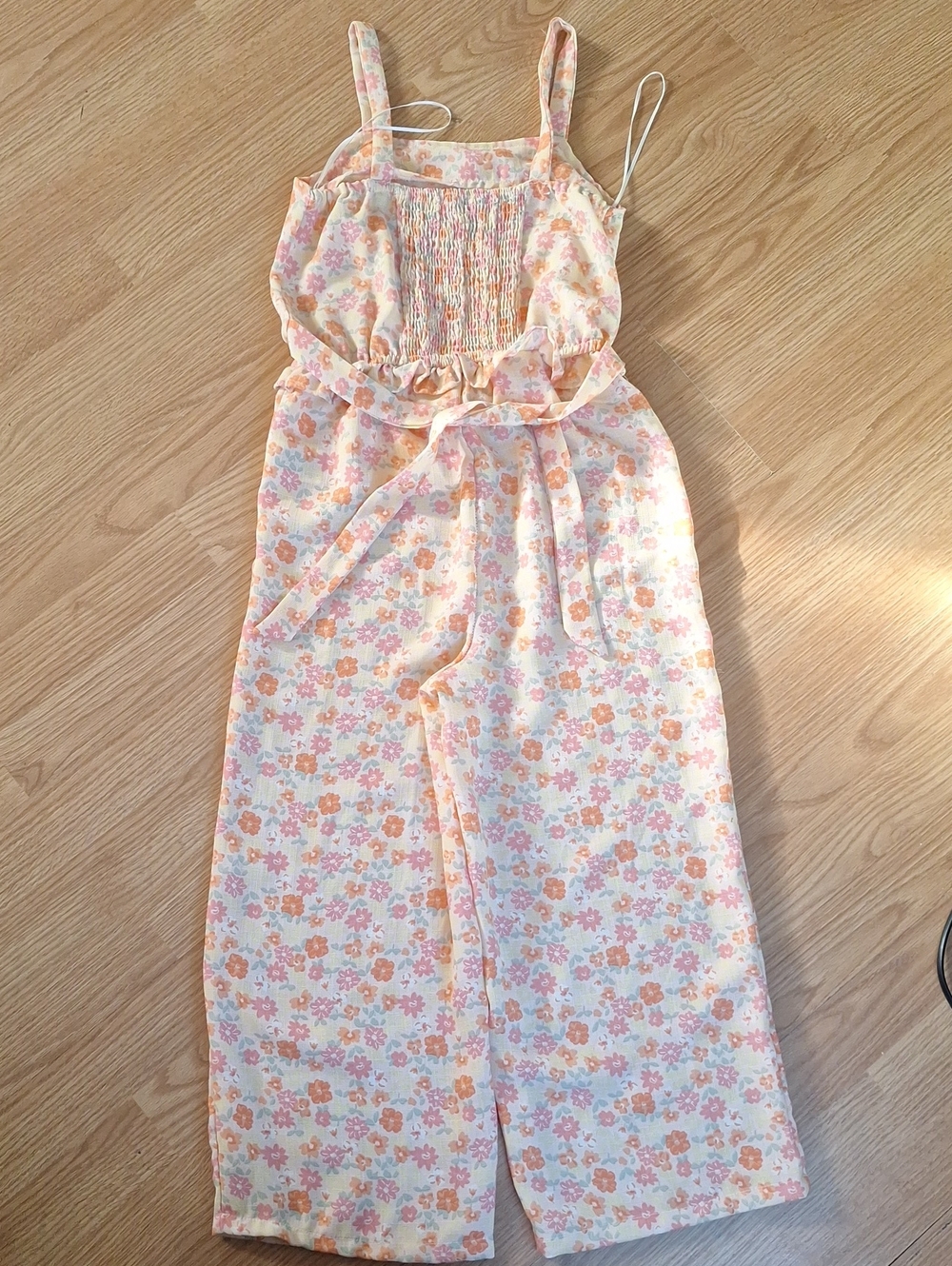Floral Pastel Jumpsuit - Pink & Peach Flower Print - Picture 3 of 4